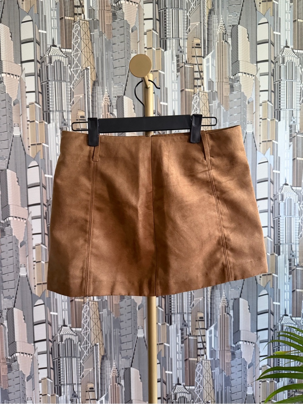 H&M Faux-Leather Mini Skirt in Cognac Brown